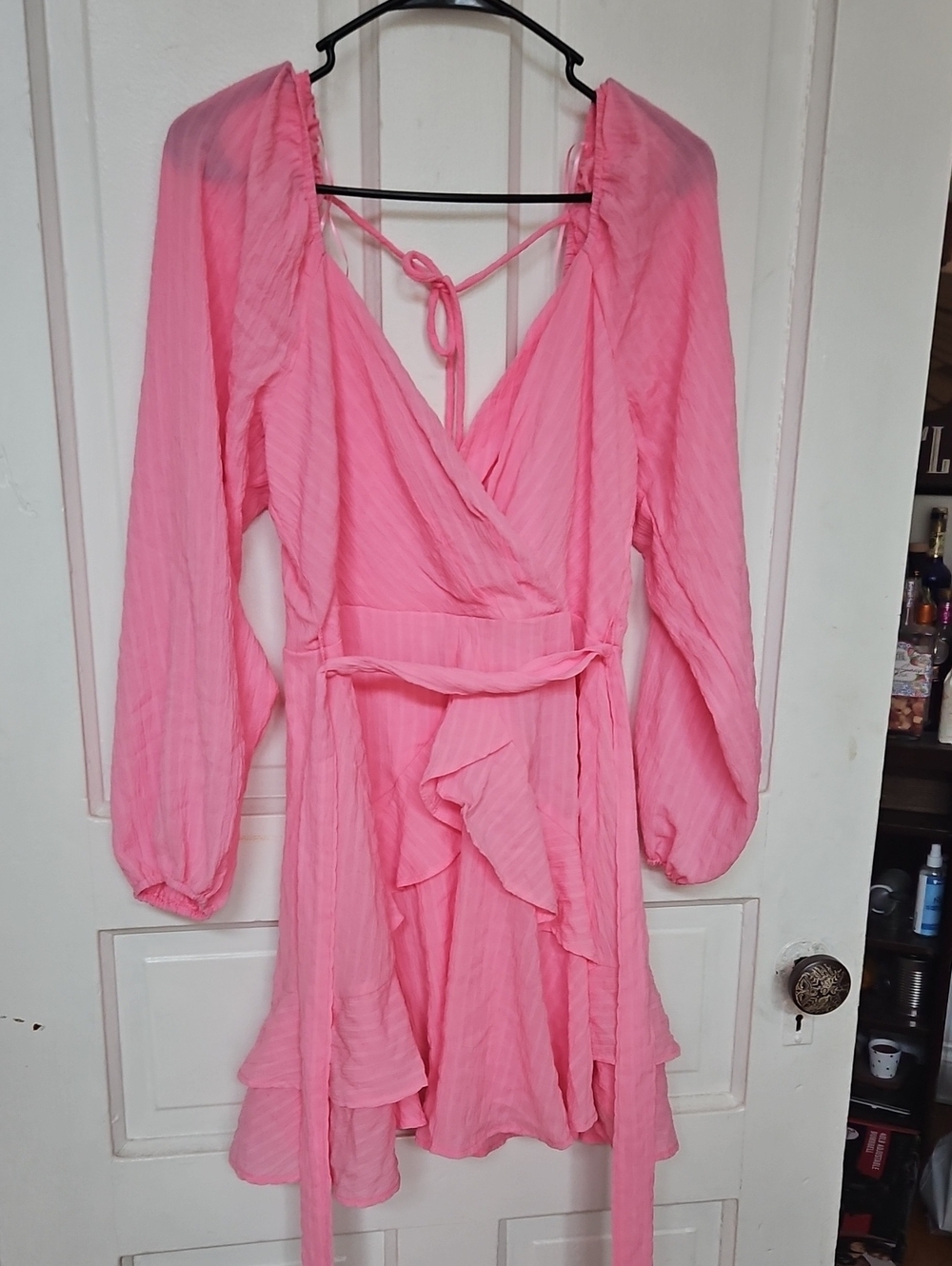 Women’s Pink Wrap Dress Romper
